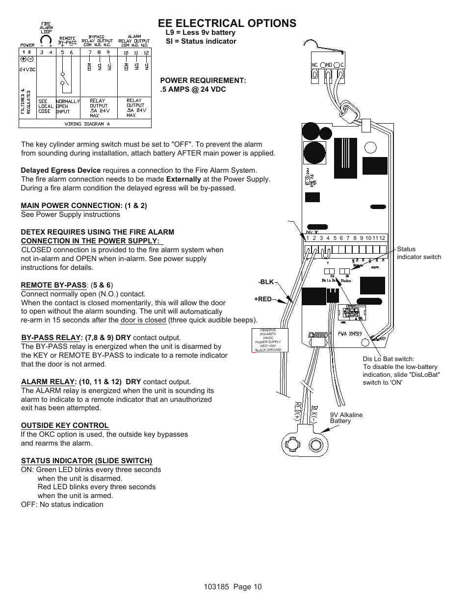 Ee electrical options | Detex V40 EE User Manual | Page 10 / 16