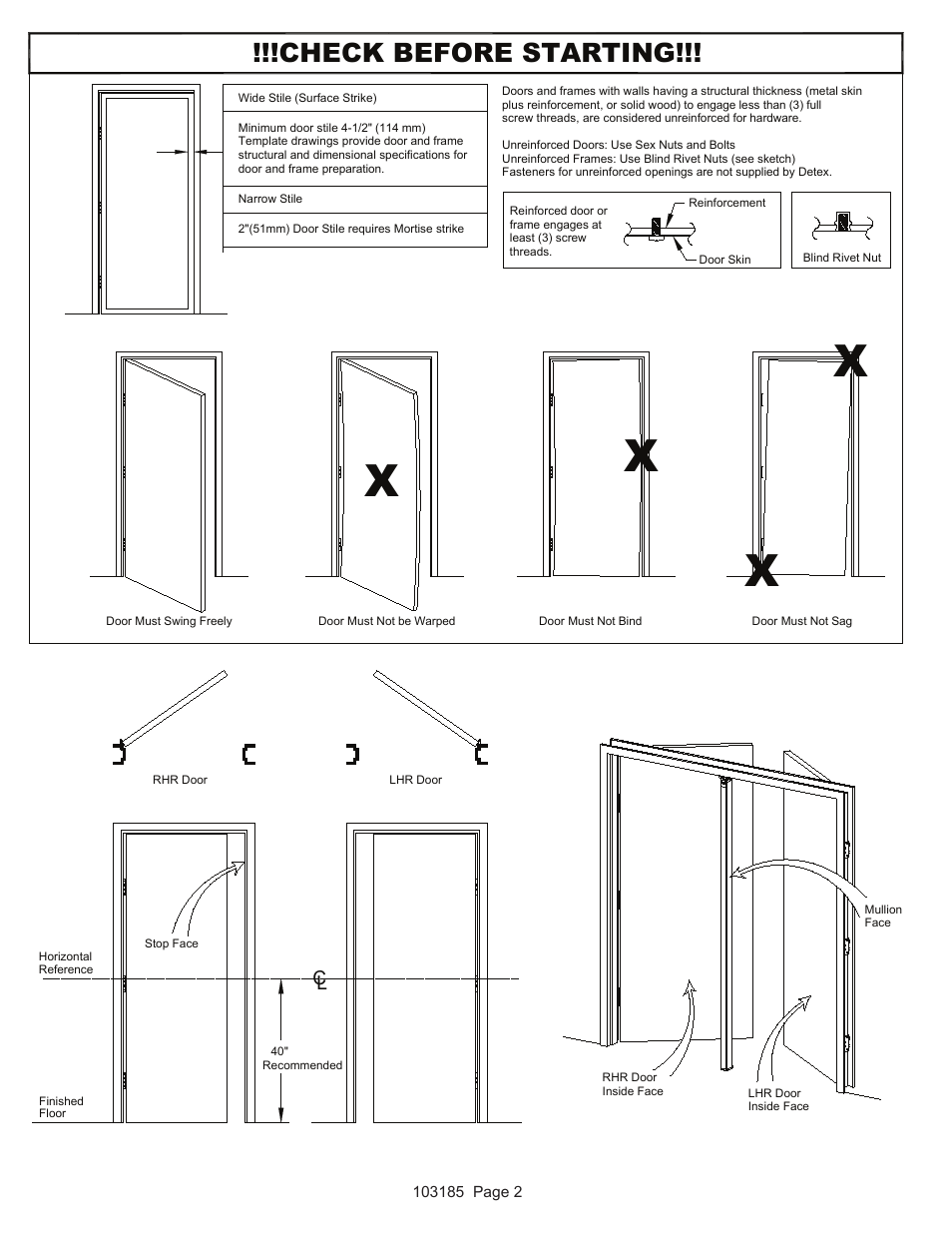 Check before starting | Detex V40 EE User Manual | Page 2 / 16