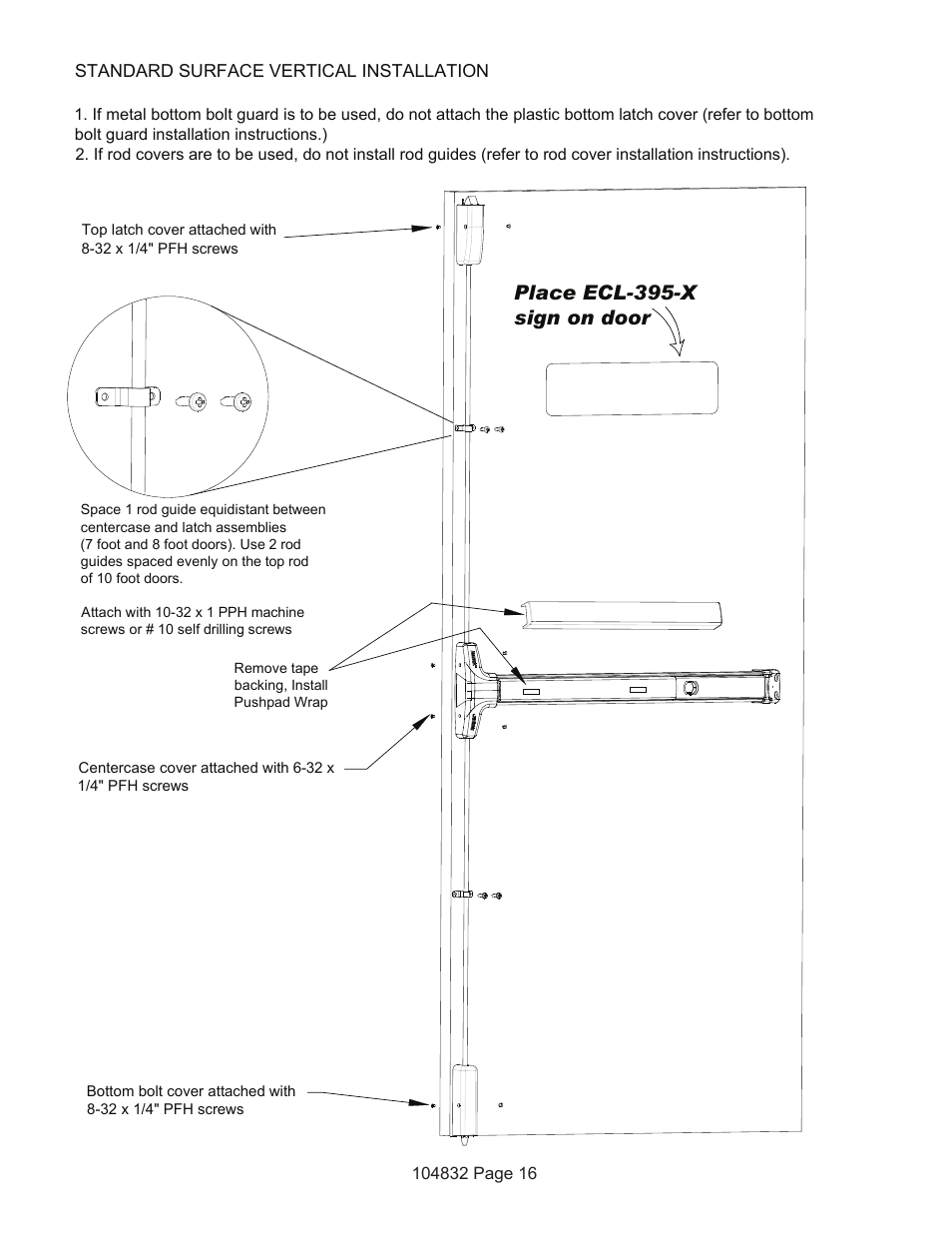 Place ecl-395-x sign on door | Detex V50 EE User Manual | Page 16 / 23