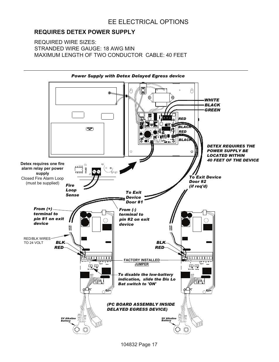 Ee electrical options, Requires detex power supply | Detex V50 EE User Manual | Page 17 / 23