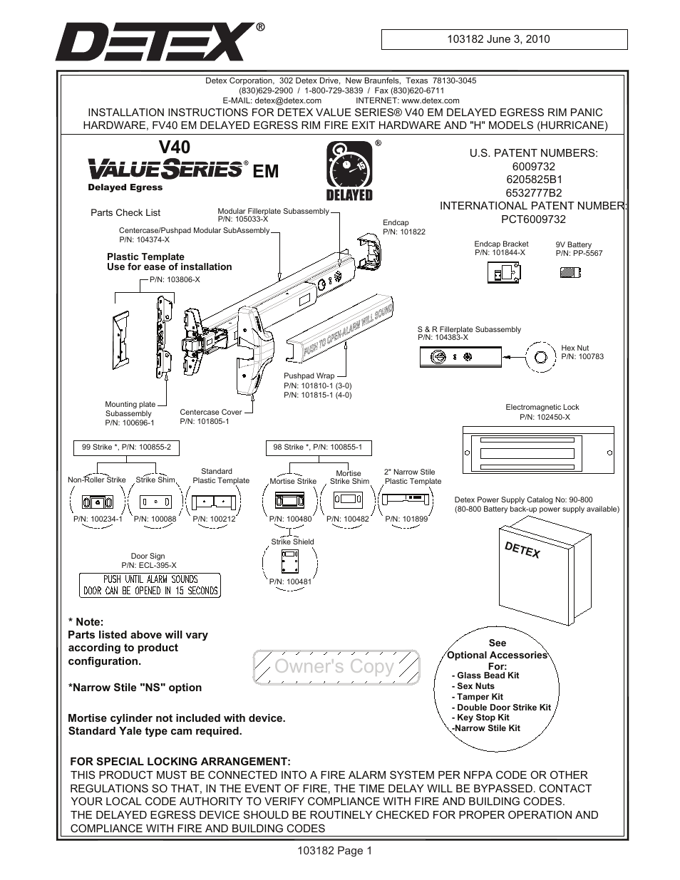 Detex Delayed Egress With Magnetic Lock User Manual | 16 pages