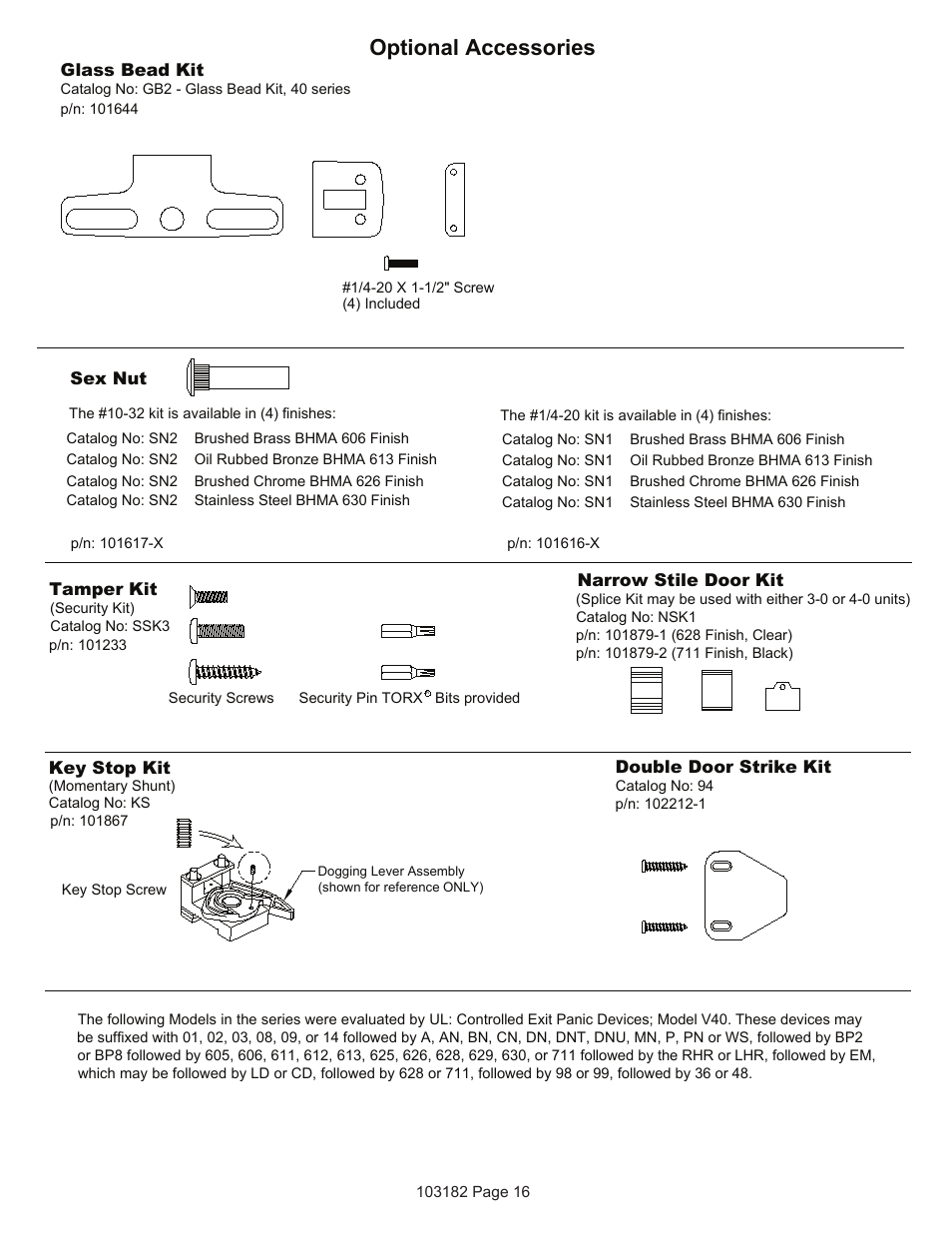 Optional accessories | Detex Delayed Egress With Magnetic Lock User Manual | Page 16 / 16