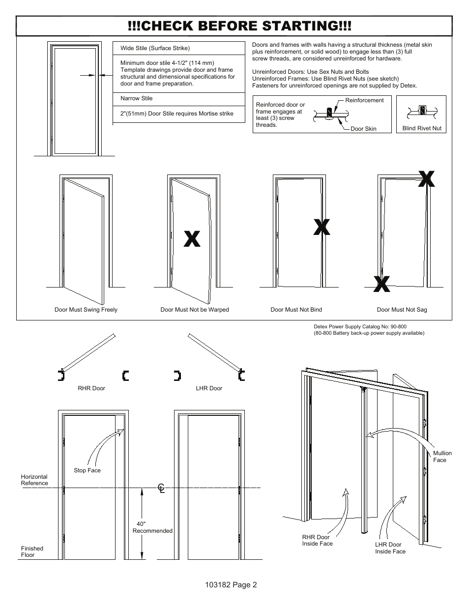 Check before starting | Detex Delayed Egress With Magnetic Lock User Manual | Page 2 / 16