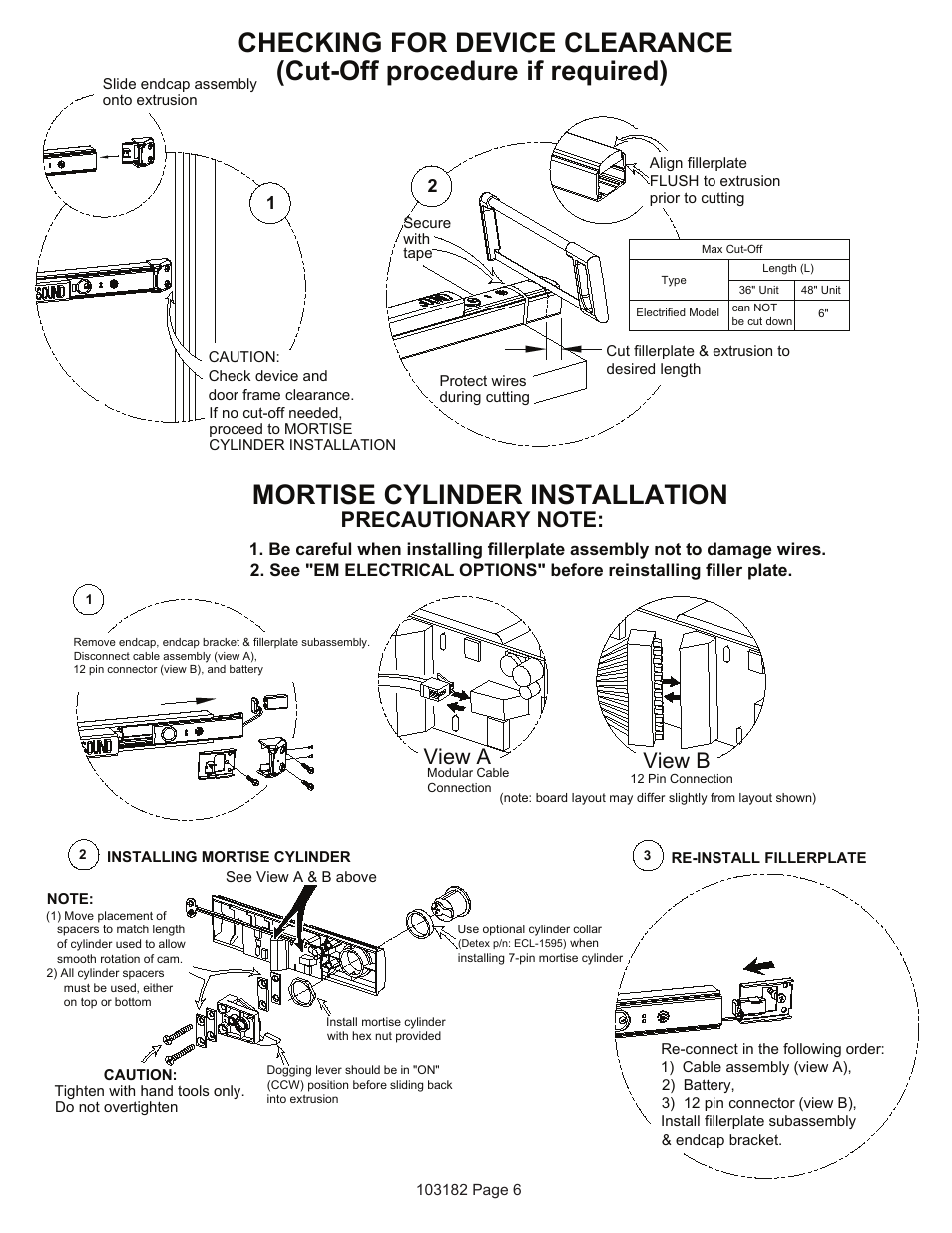 Cut-off procedure if required), View a, View b | Detex Delayed Egress With Magnetic Lock User Manual | Page 6 / 16