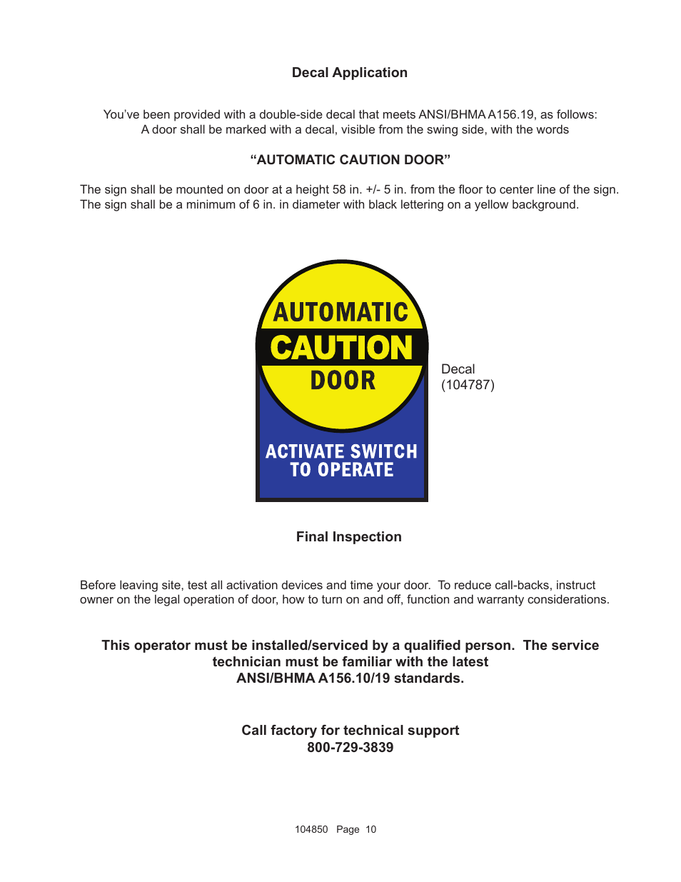 Detex AO19-1 Push User Manual | Page 10 / 10
