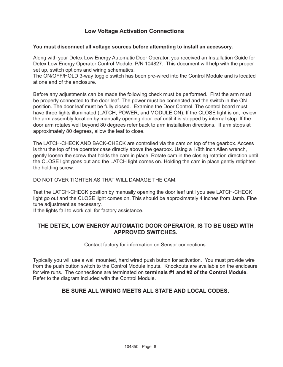 Detex AO19-1 Push User Manual | Page 8 / 10