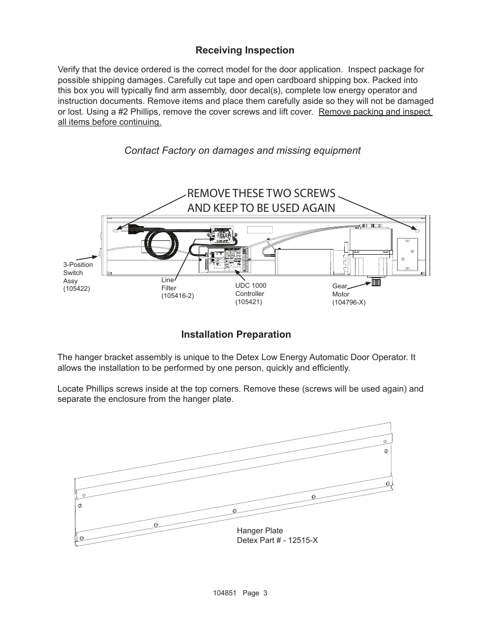 Remove these two screws and keep to be used again | Detex AO19-1 Pull User Manual | Page 3 / 9