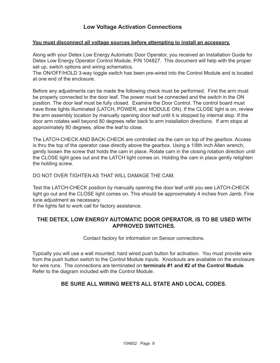 Detex AO19-2 Push User Manual | Page 9 / 11