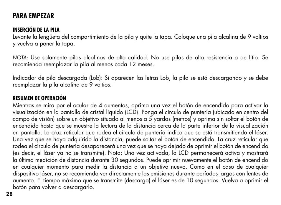 Para empezar | Bushnell MEDALIST 201355 User Manual | Page 30 / 75