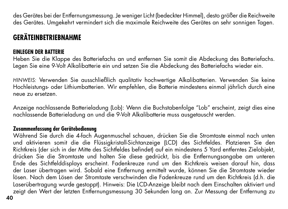 Geräteinbetriebnahme | Bushnell MEDALIST 201355 User Manual | Page 42 / 75