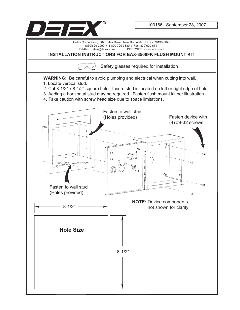 Detex EAX-3500FK User Manual | 1 page