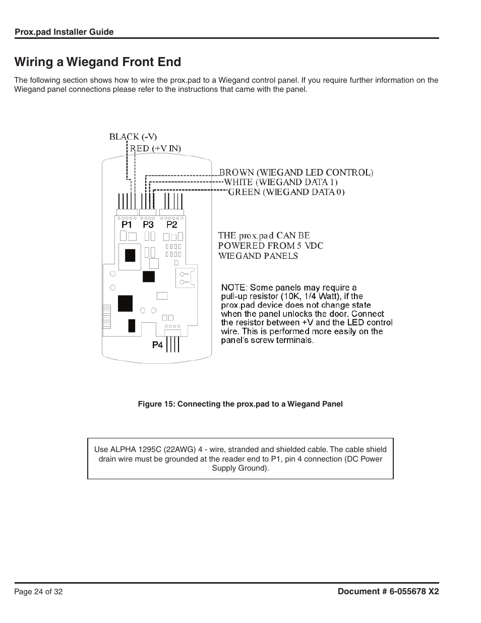 Wiring a wiegand front end | Detex DTX-2300 User Manual | Page 24 / 32