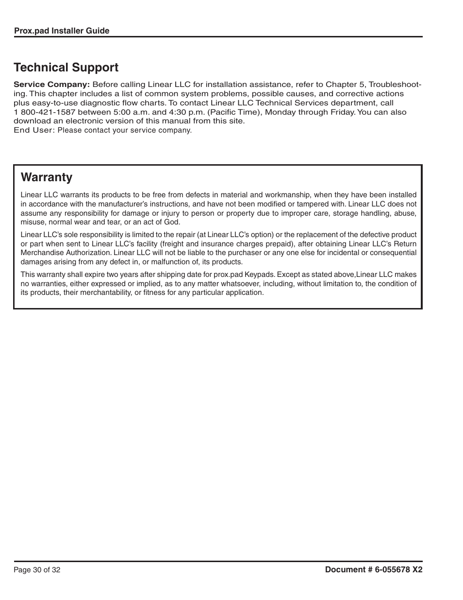 Technical support, Warranty | Detex DTX-2300 User Manual | Page 30 / 32