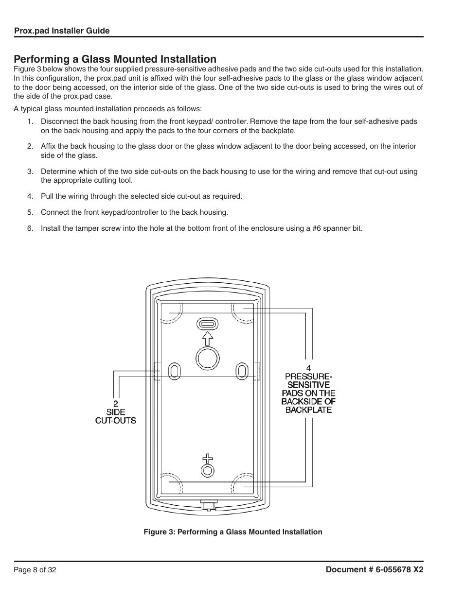 Performing a glass mounted installation | Detex DTX-2300 User Manual | Page 8 / 32