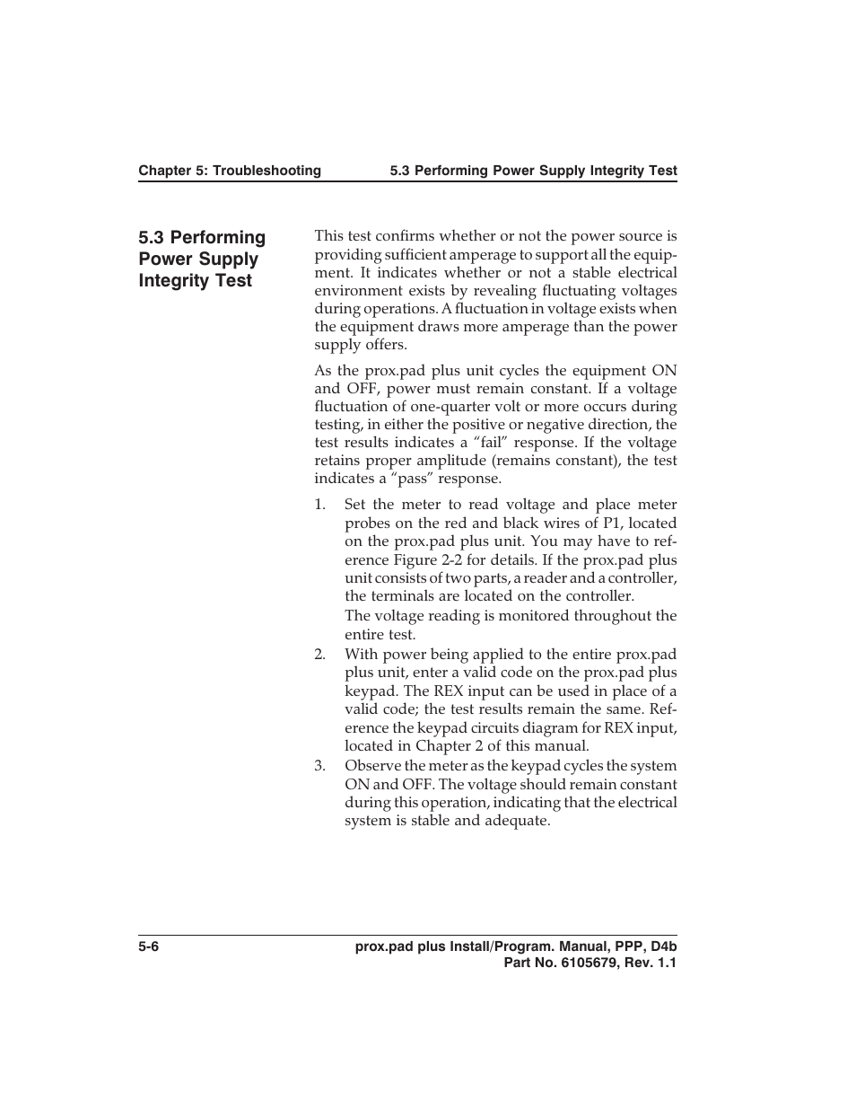 3 performing power supply integrity test | Detex DTX-4300 User Manual | Page 100 / 112