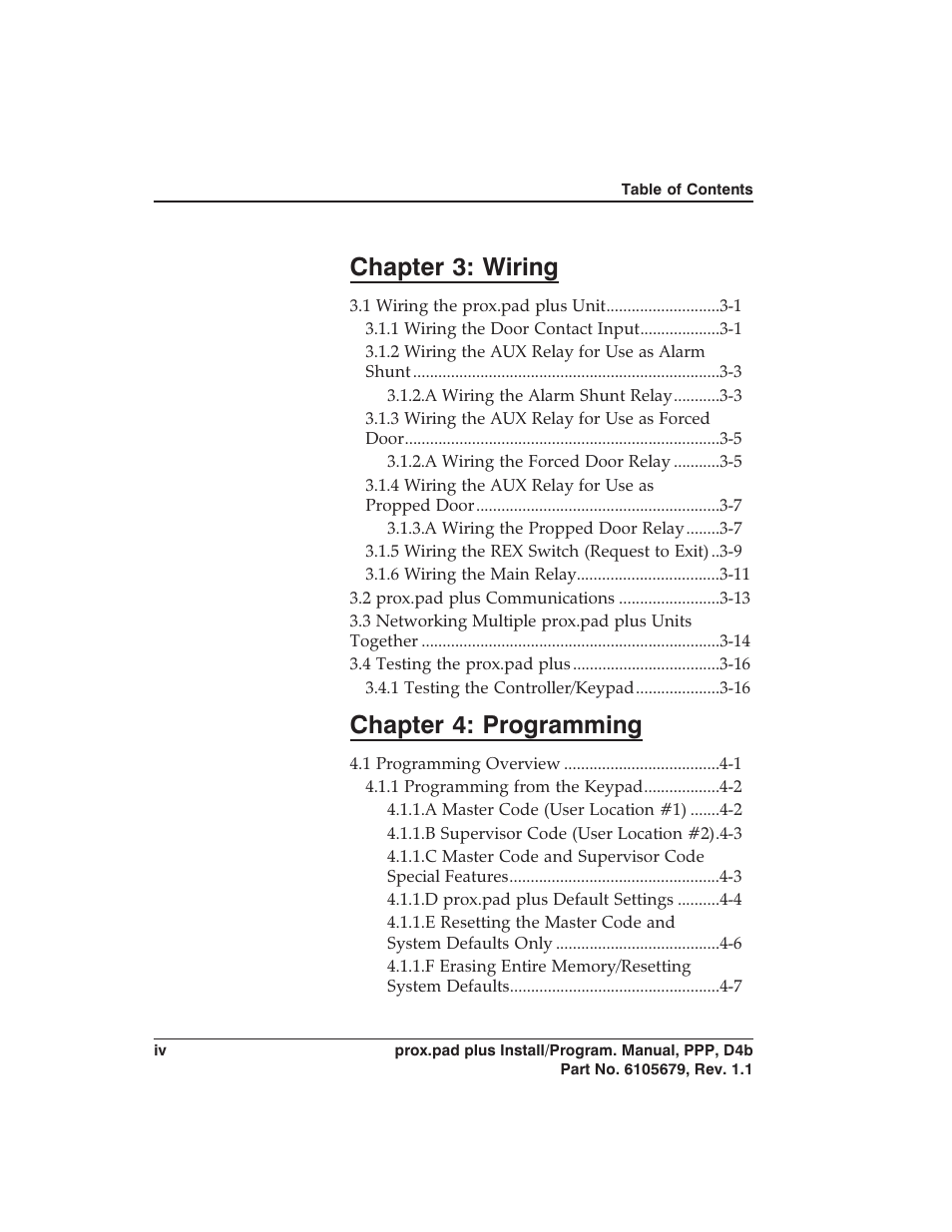 Chapter 3: wiring, Chapter 4: programming | Detex DTX-4300 User Manual | Page 4 / 112