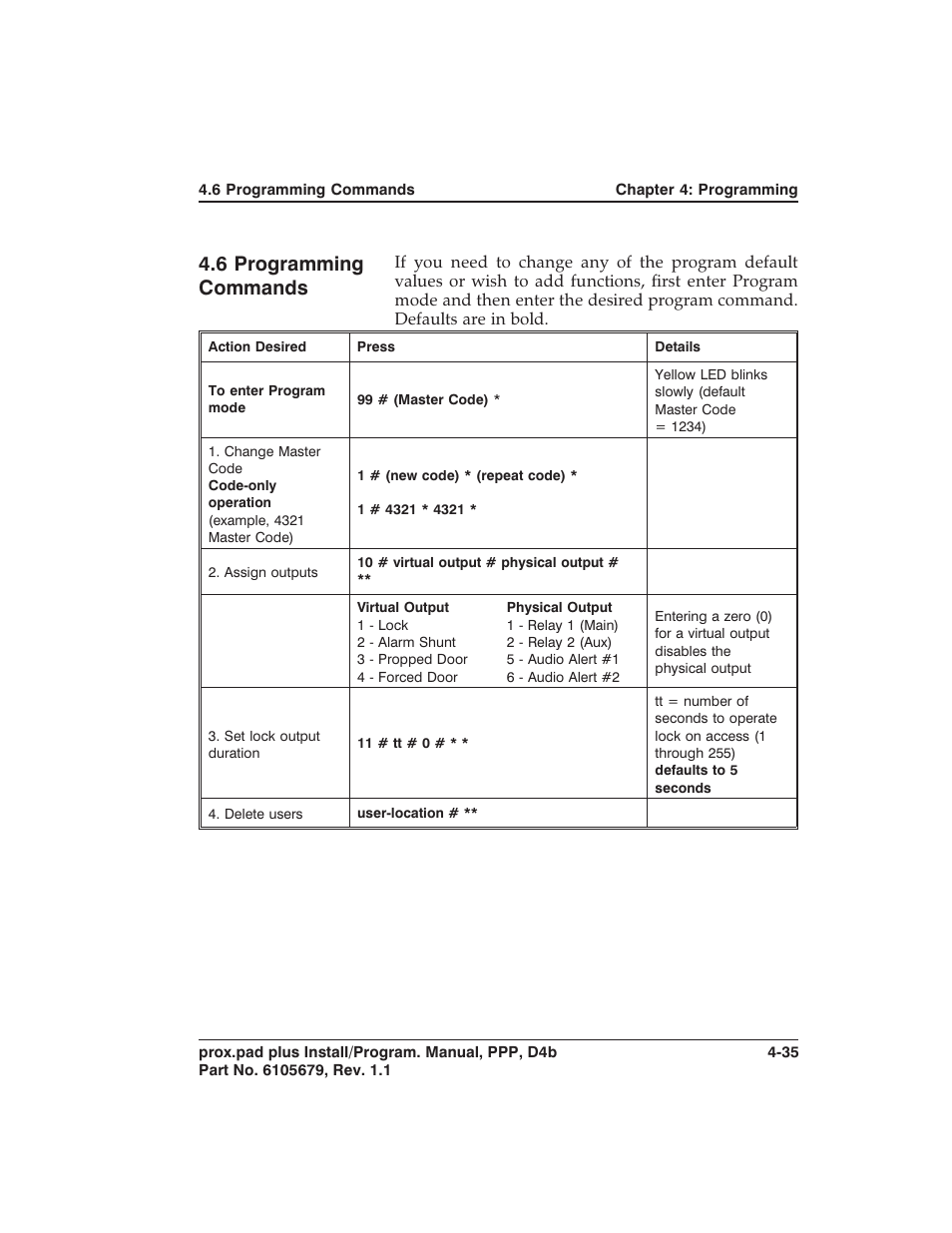 6 programming commands | Detex DTX-4300 User Manual | Page 87 / 112