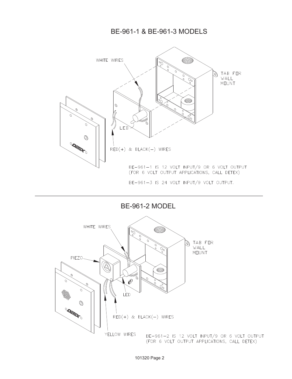 Detex BE-961-2 User Manual | Page 2 / 3