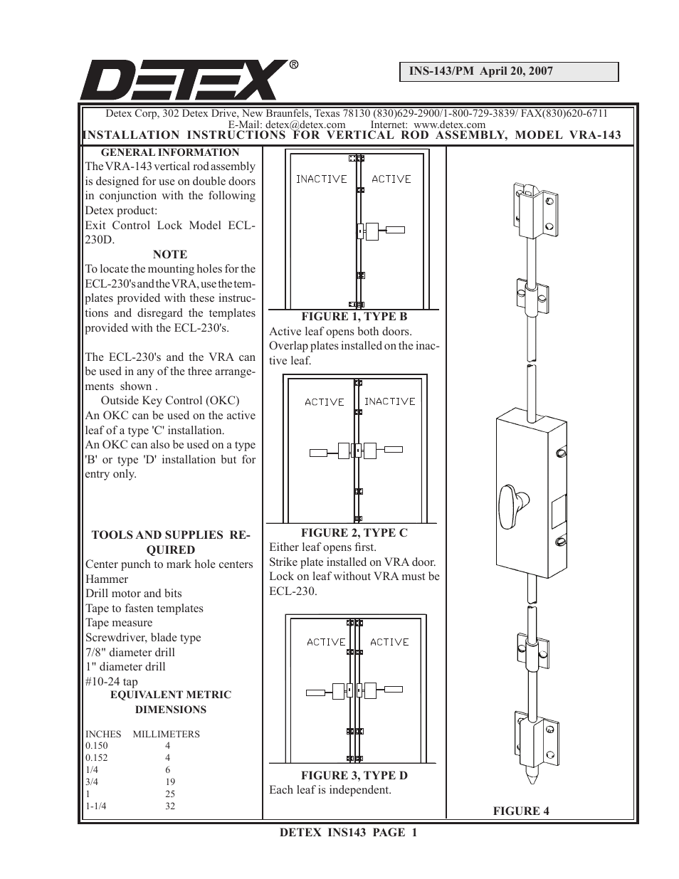 Detex VRA-143-D User Manual | 10 pages