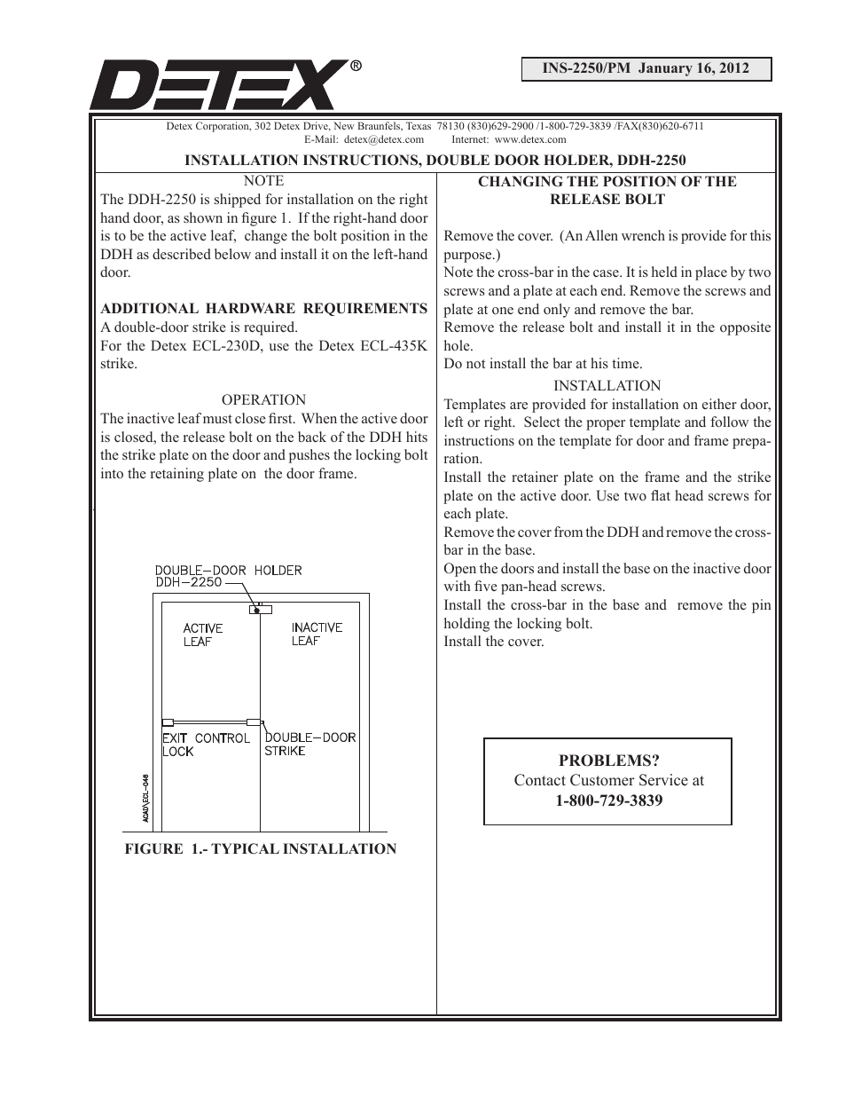 Detex DDH-2250 User Manual | 3 pages