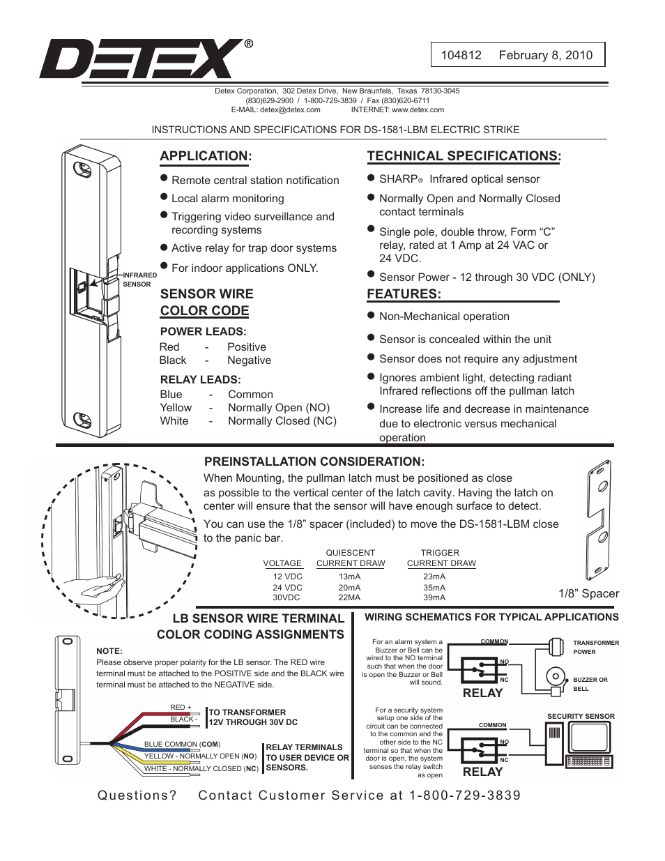 Detex DS-1581 User Manual | 2 pages