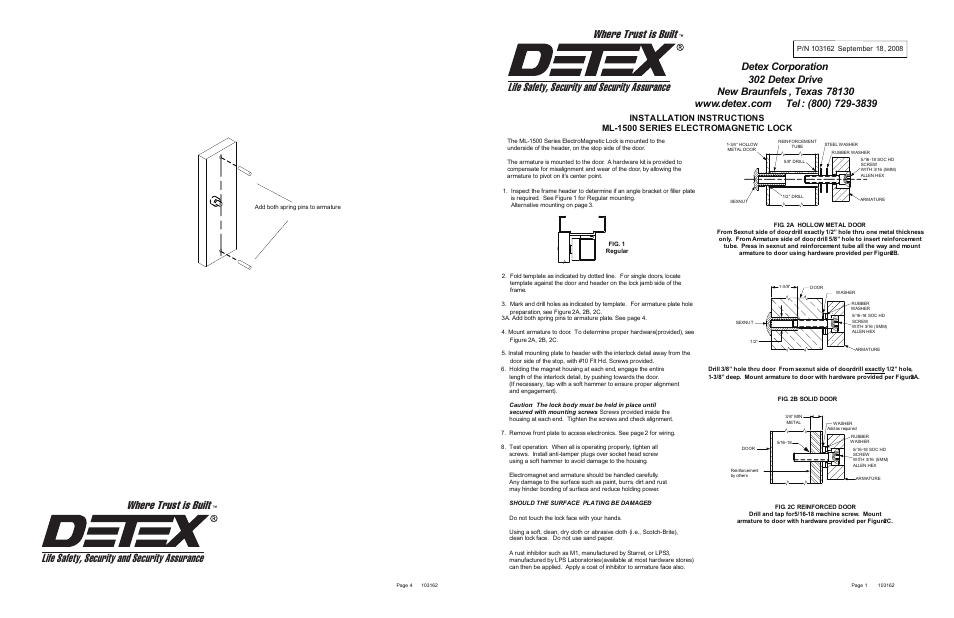 Detex ML-1548 User Manual | 2 pages