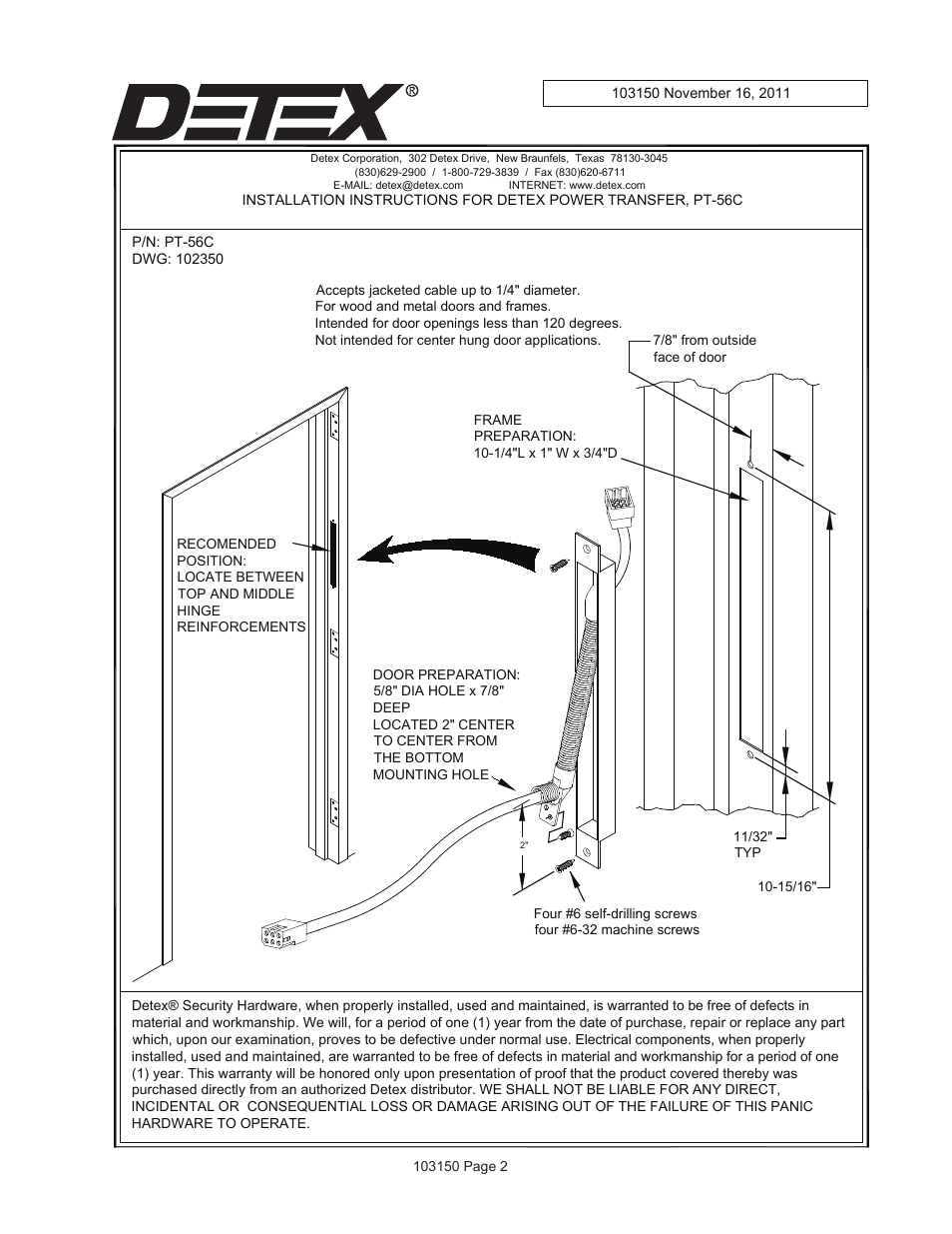 Detex PT5 User Manual | Page 2 / 2