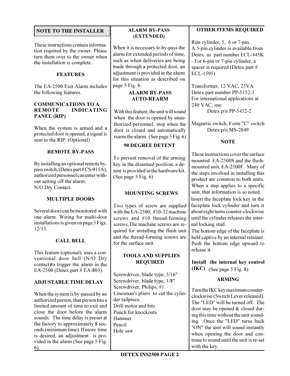 Detex EA-2500 User Manual | Page 2 / 6