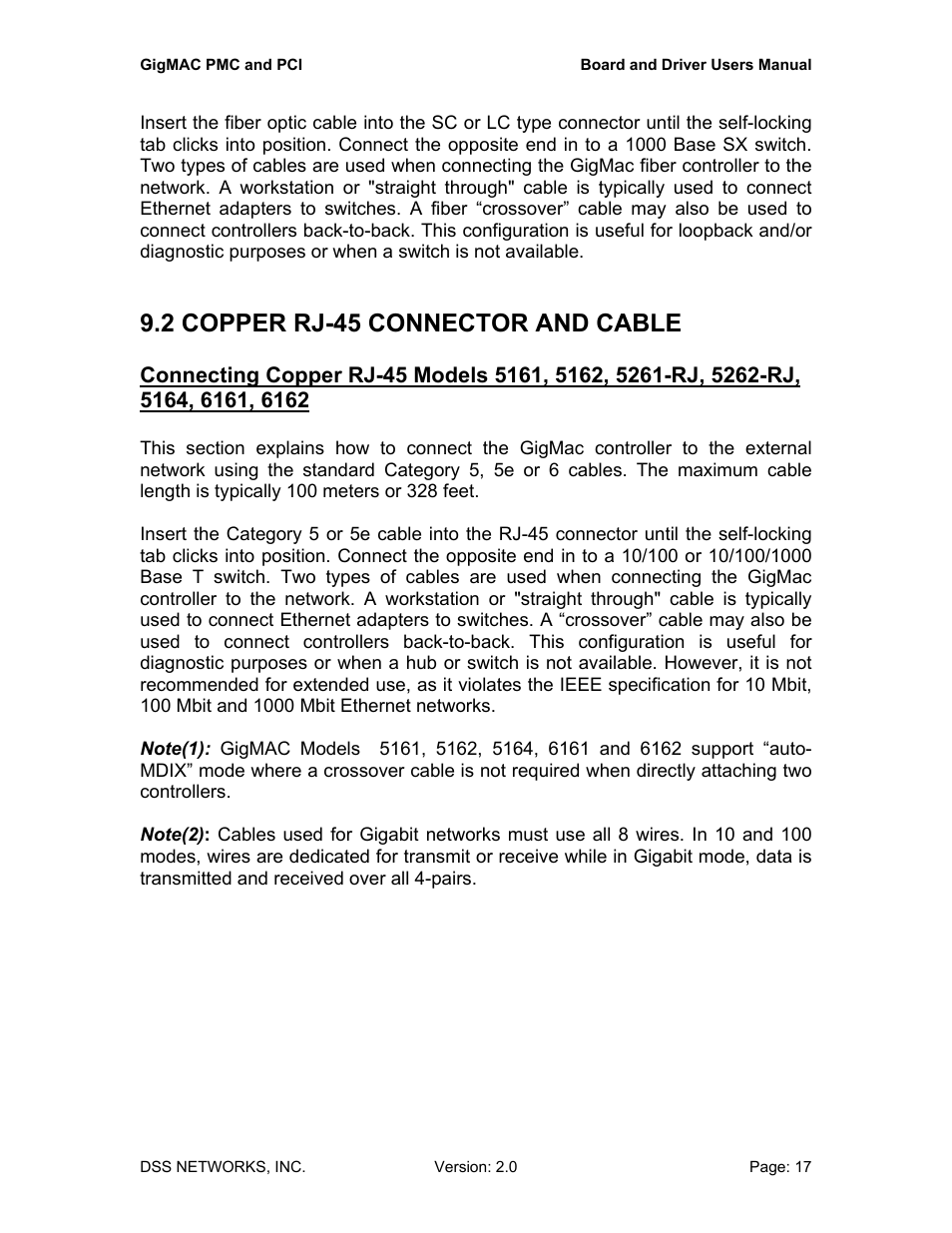 2 copper rj-45 connector and cable | DSS Networks 5161 User Manual | Page 17 / 33