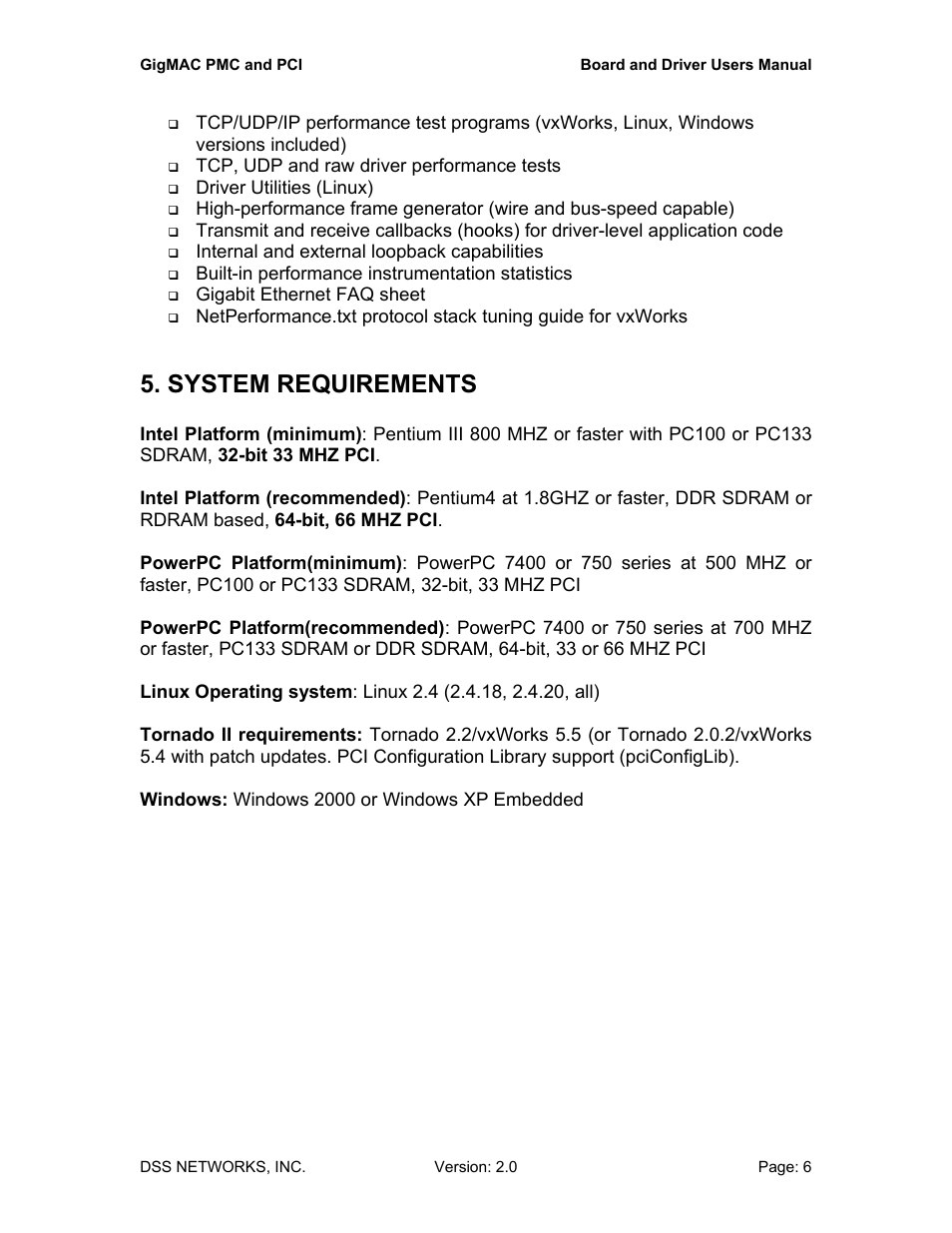 System requirements | DSS Networks 5161 User Manual | Page 6 / 33