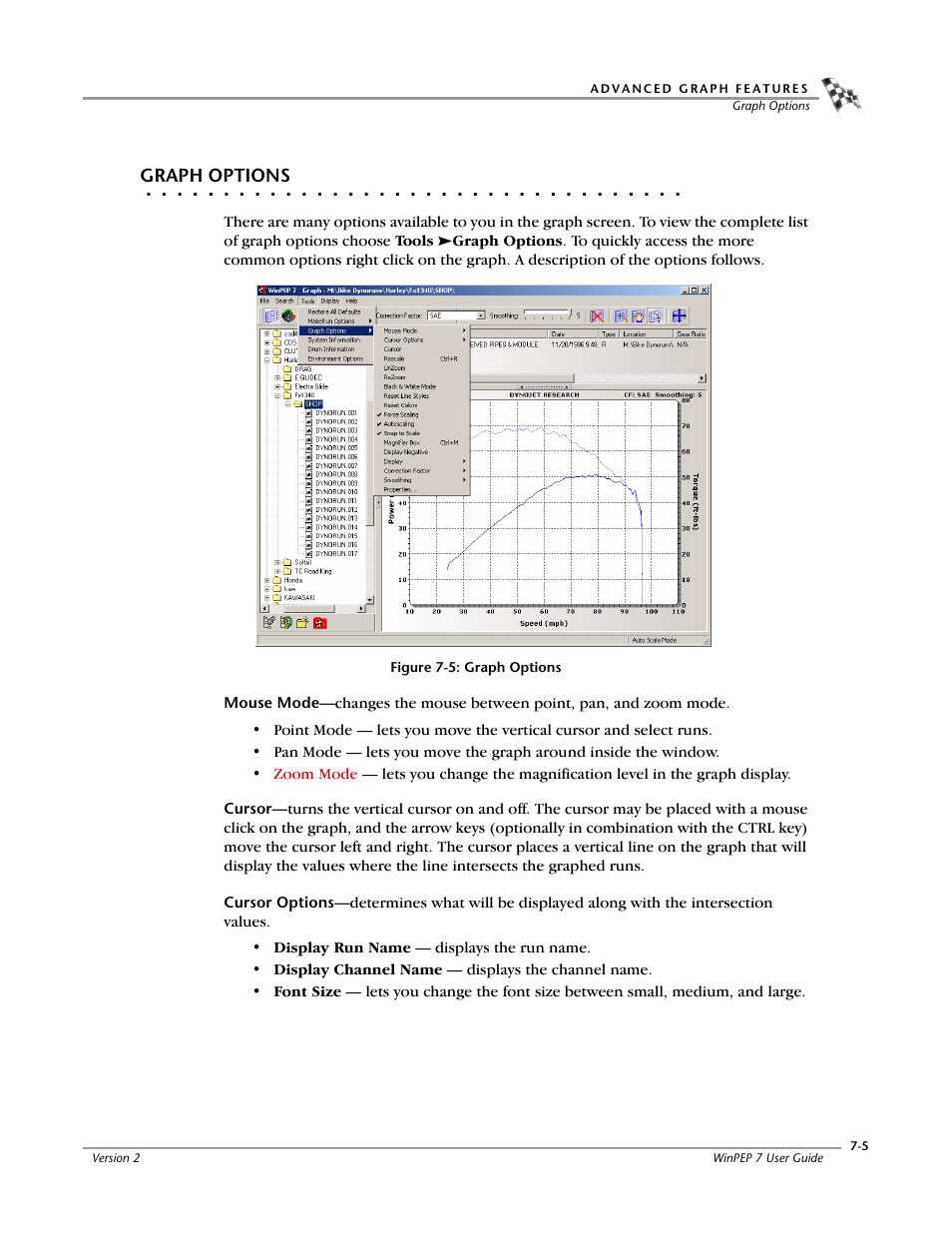 Graph options | Dynojet WinPEP 7 User Manual | Page 101 / 170