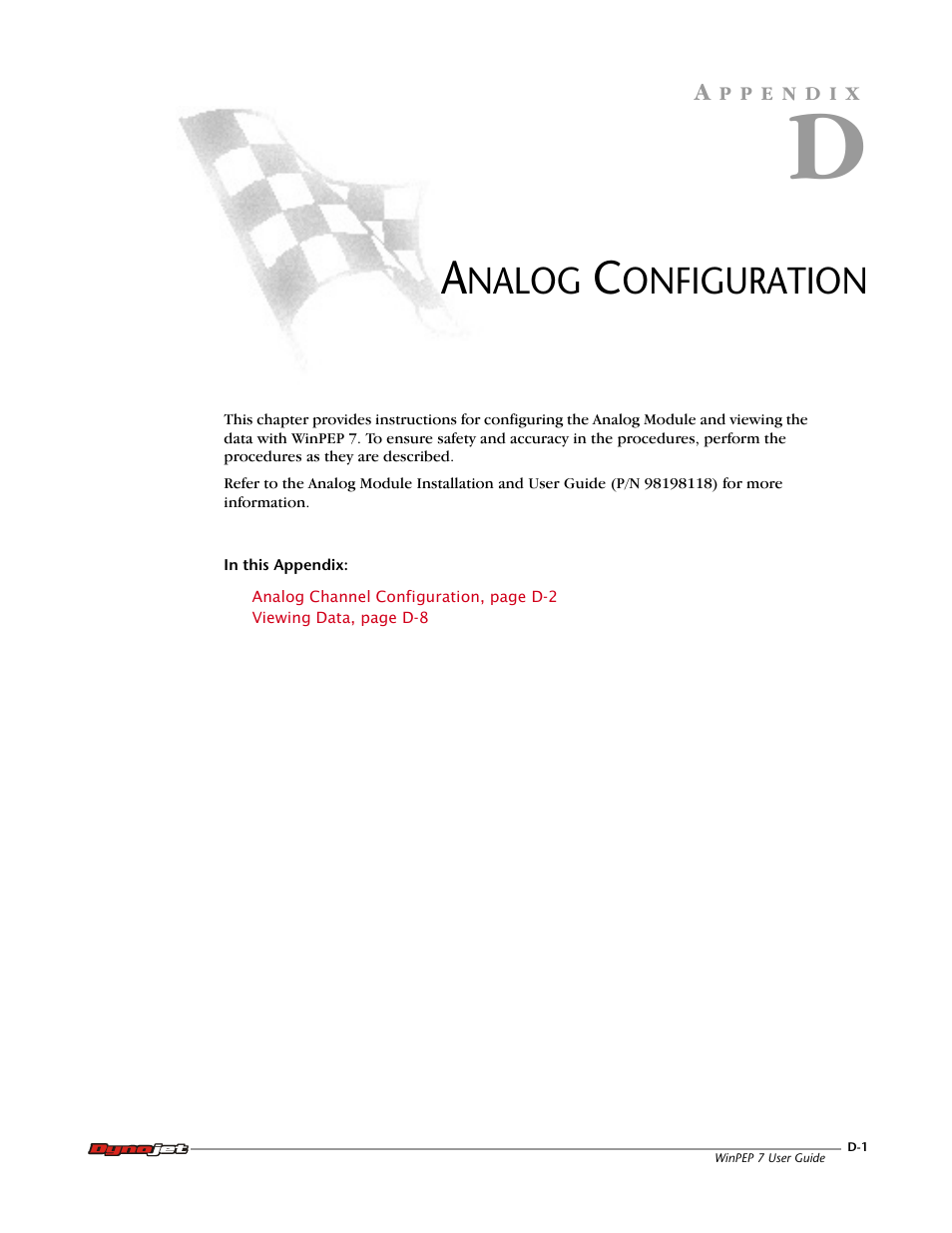 Analog configuration | Dynojet WinPEP 7 User Manual | Page 123 / 170