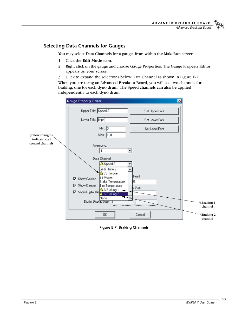 Selecting data channels for gauges | Dynojet WinPEP 7 User Manual | Page 139 / 170