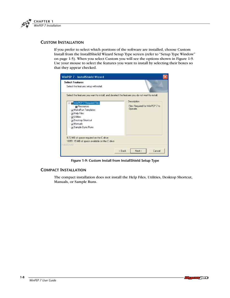 Custom installation, Compact installation, Custom installation -8 compact installation -8 | Dynojet WinPEP 7 User Manual | Page 14 / 170
