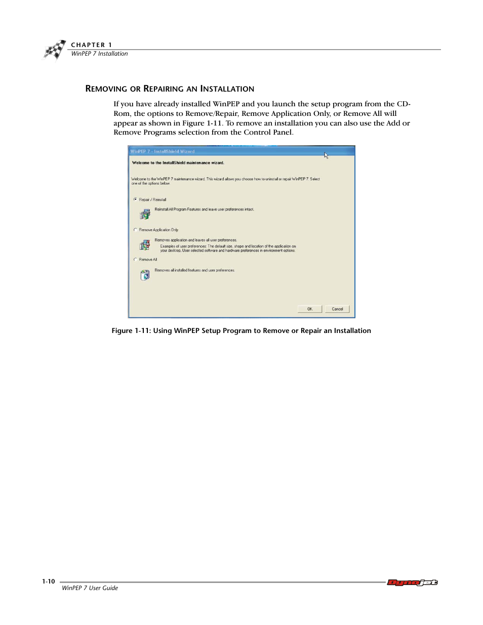 Removing or repairing an installation, Removing or repairing an installation -10 | Dynojet WinPEP 7 User Manual | Page 16 / 170