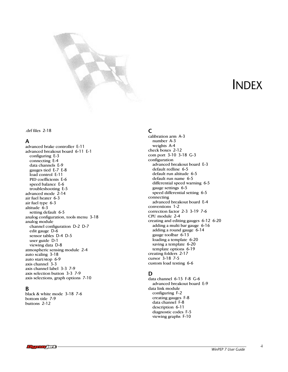 Index, Ndex | Dynojet WinPEP 7 User Manual | Page 165 / 170