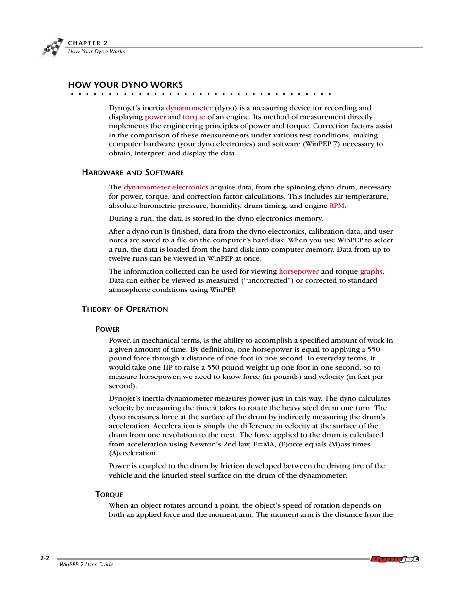 How your dyno works, Hardware and software, Theory of operation | Hardware and software -2 theory of operation -2 | Dynojet WinPEP 7 User Manual | Page 18 / 170