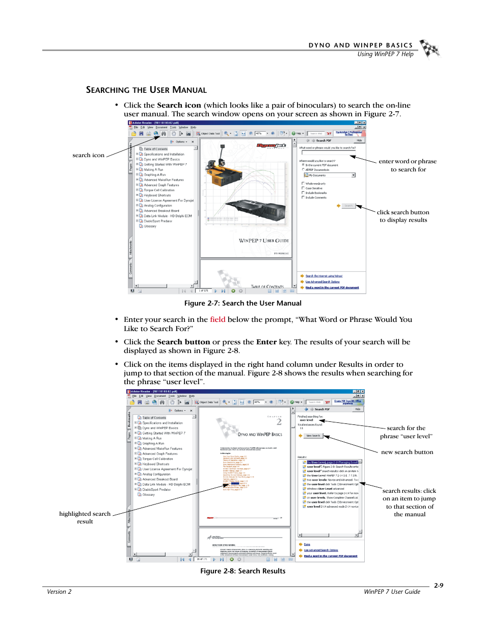 Searching the user manual, Searching the user manual -9 | Dynojet WinPEP 7 User Manual | Page 25 / 170