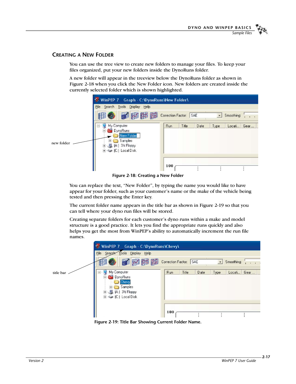 Creating a new folder, Creating a new folder -17 | Dynojet WinPEP 7 User Manual | Page 33 / 170