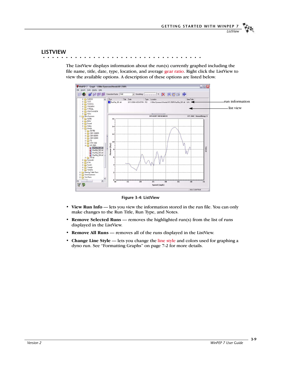 Listview | Dynojet WinPEP 7 User Manual | Page 43 / 170