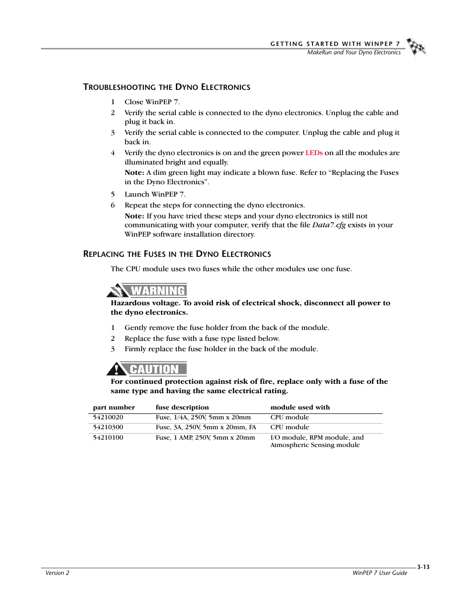 Troubleshooting the dyno electronics, Replacing the fuses in the dyno electronics | Dynojet WinPEP 7 User Manual | Page 47 / 170