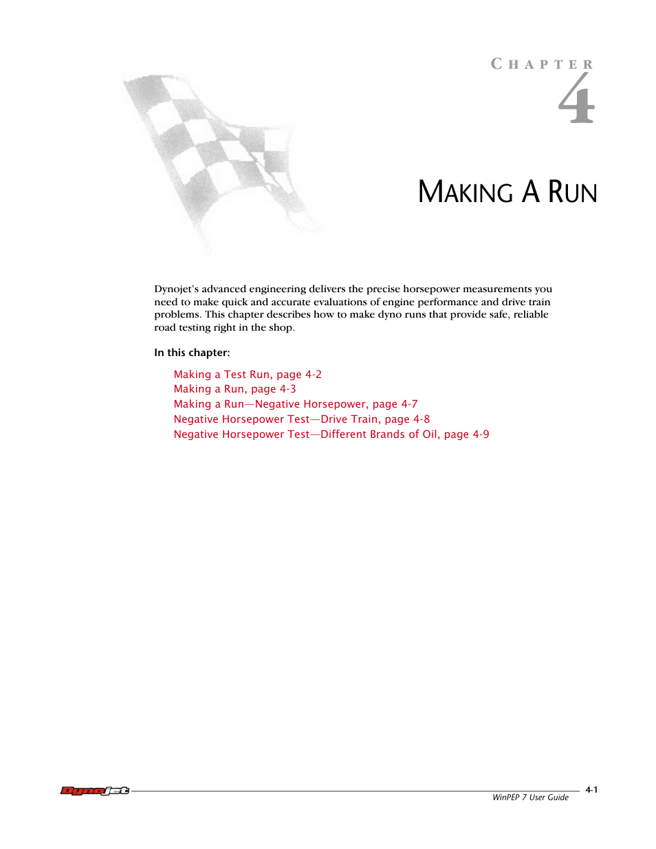 Making a run, Chapter 4 | Dynojet WinPEP 7 User Manual | Page 55 / 170