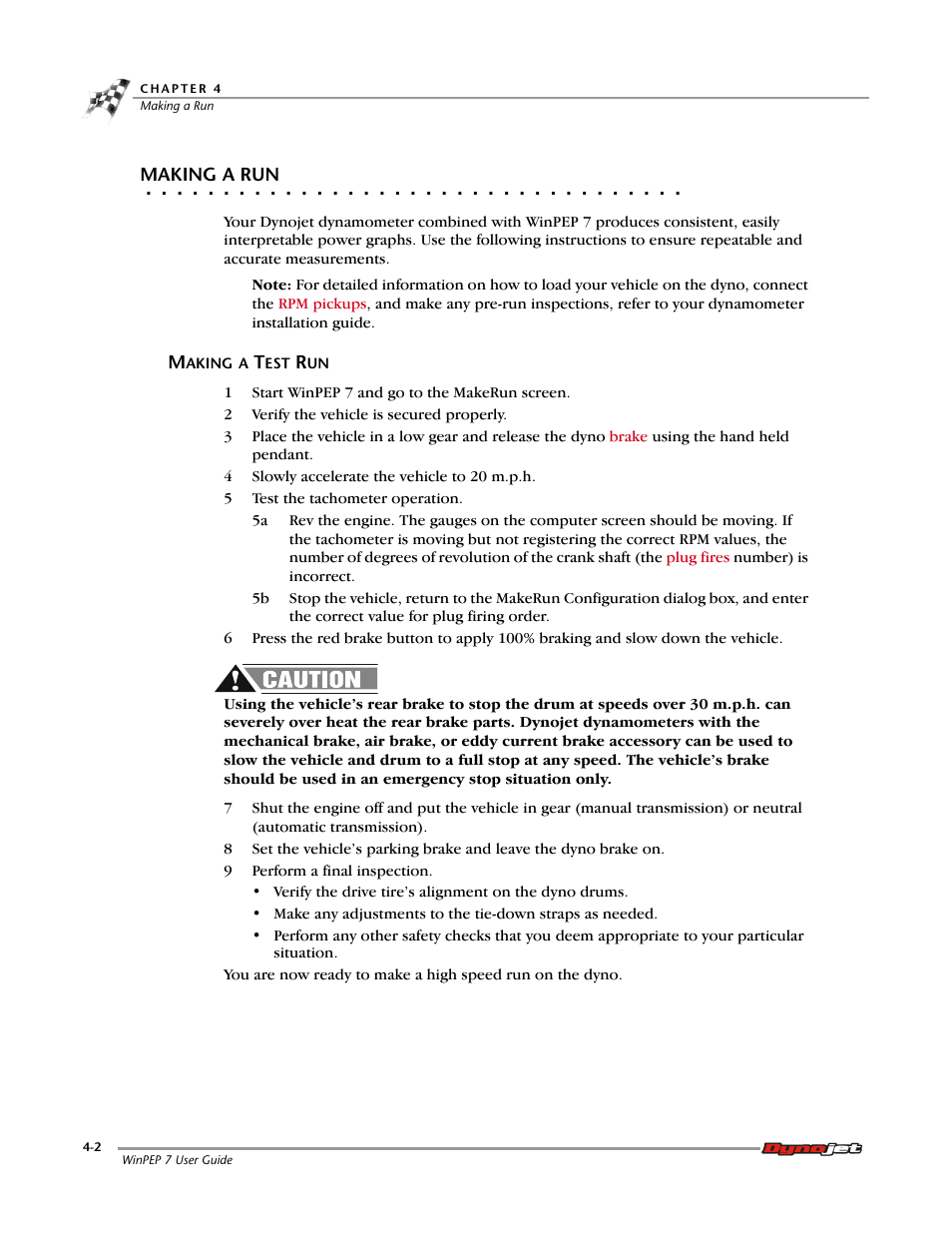 Making a run, Making a test run, Making a test run -2 | Dynojet WinPEP 7 User Manual | Page 56 / 170