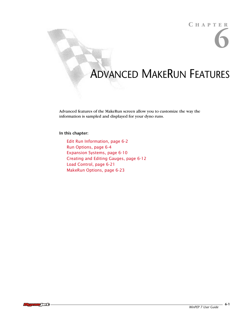 Advanced makerun features, Chapter 6 | Dynojet WinPEP 7 User Manual | Page 71 / 170