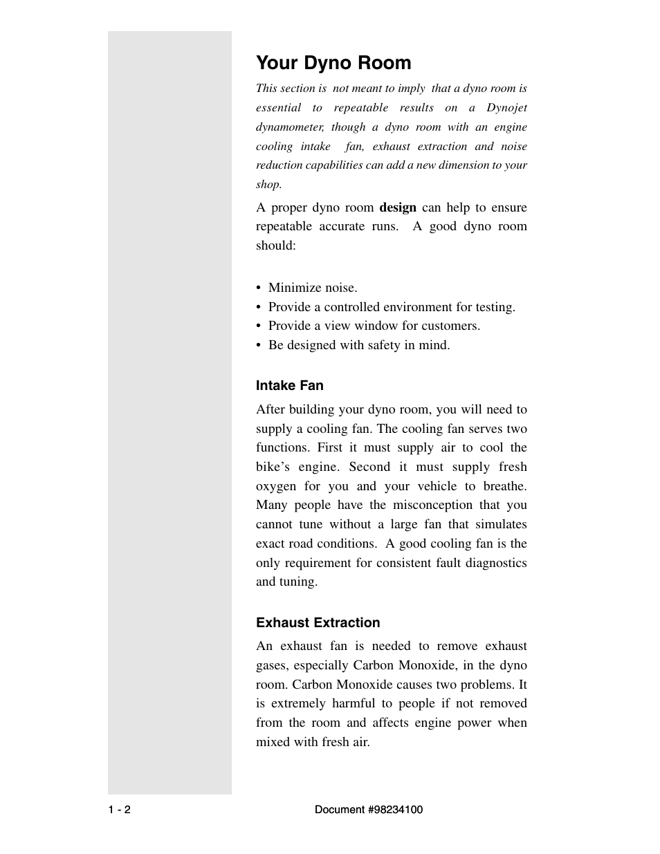 Your dyno room | Dynojet 198: Kart and ATV Dynamometers User Manual | Page 6 / 44