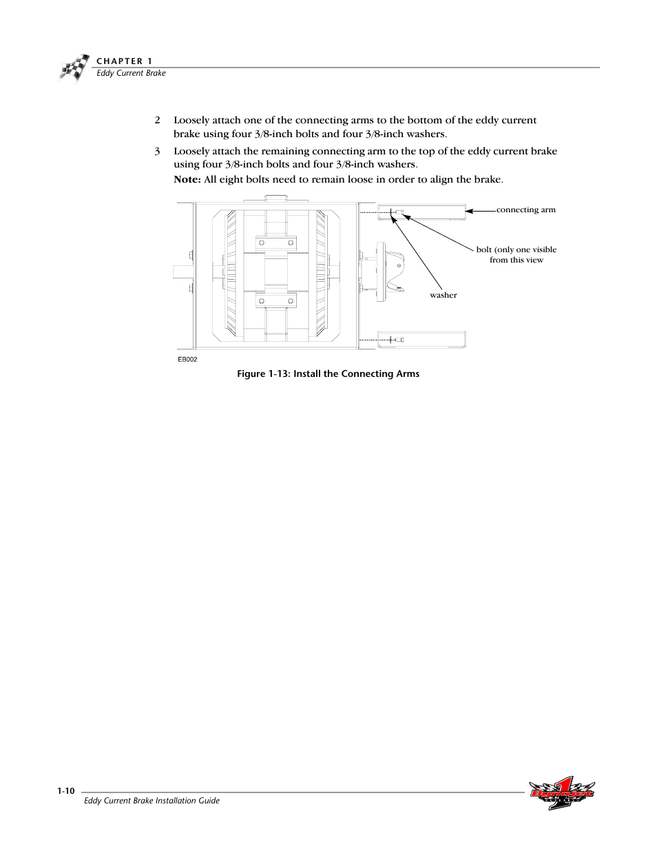 Figure 1-13: install the connecting arms | Dynojet 150: Eddy Current Brake User Manual | Page 16 / 45