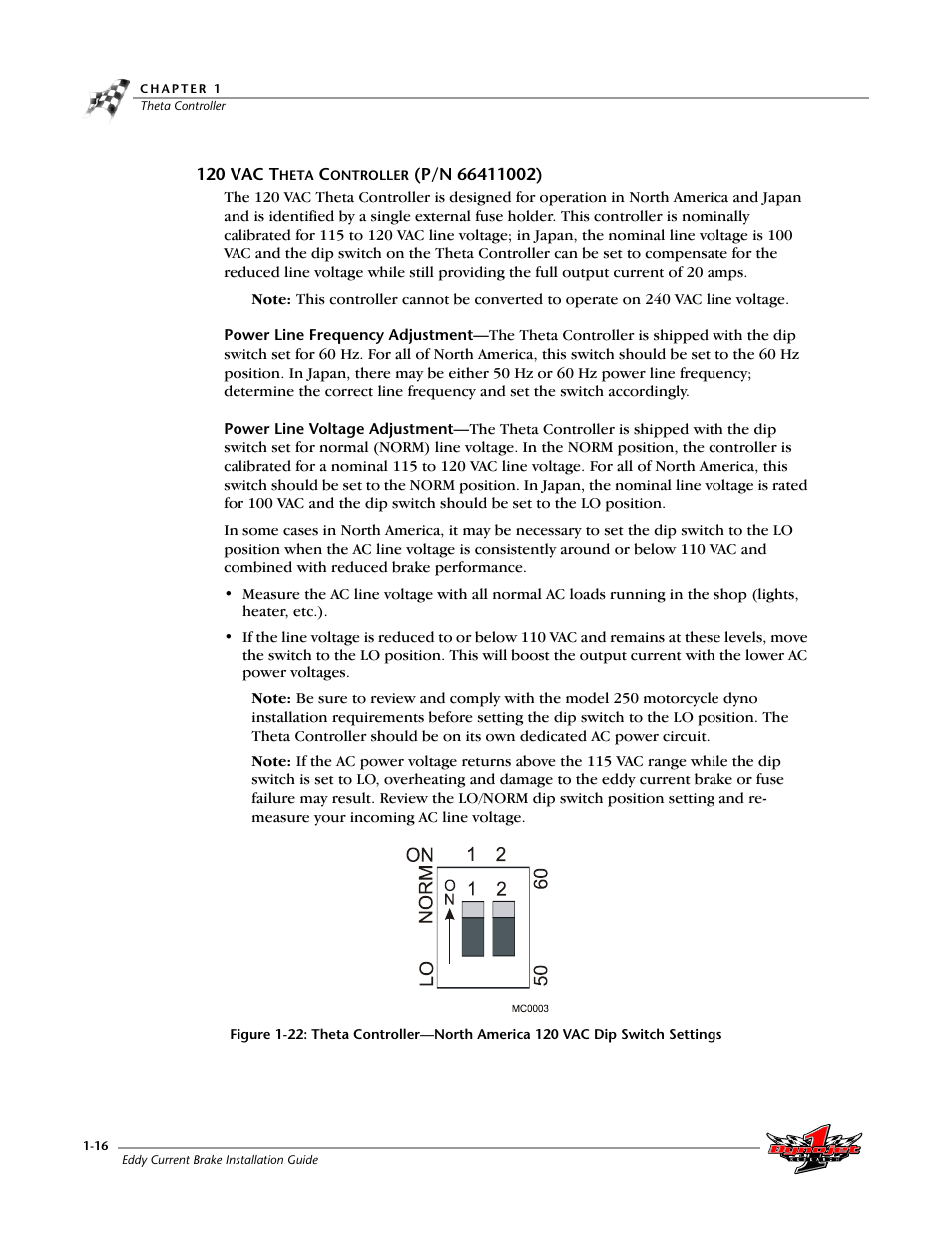 Dip switch settings | Dynojet 150: Eddy Current Brake User Manual | Page 22 / 45