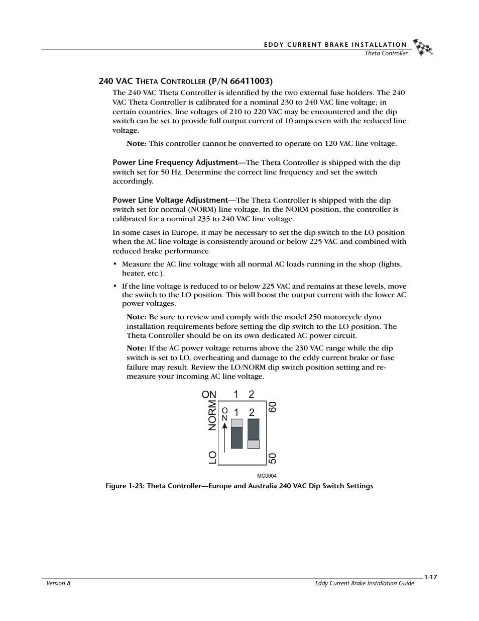 Dip switch settings | Dynojet 150: Eddy Current Brake User Manual | Page 23 / 45