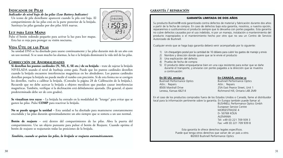 Bushnell DIGITAL NAVIGATION 70-0001 User Manual | Page 17 / 33