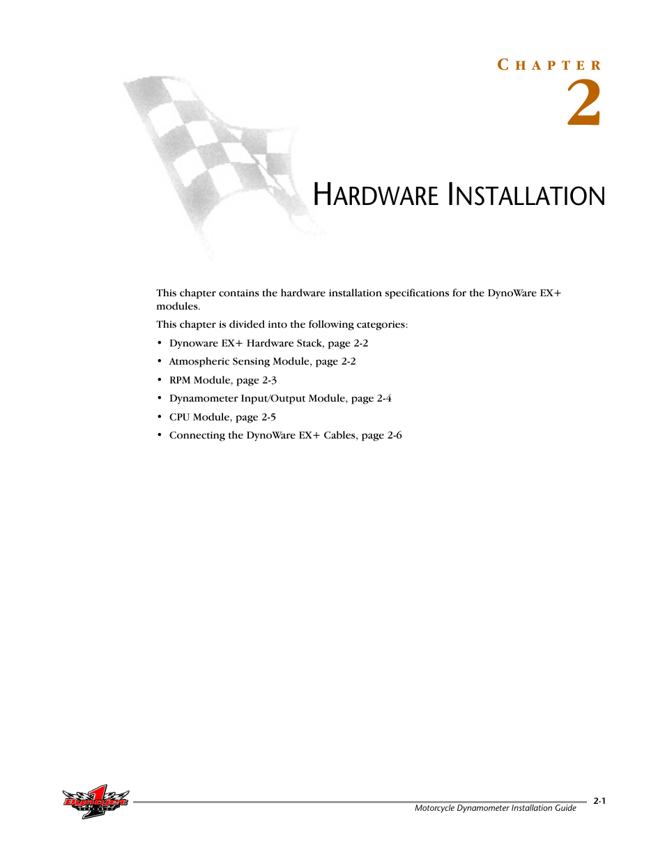 Hardware installation, Chapter 2 hardware installation | Dynojet 200: Installation Guide User Manual | Page 25 / 73